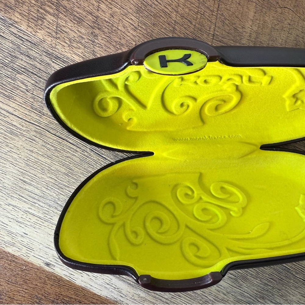 KOALI Black Brown Morel Clamshell Sunglasses Case Hard Filagree Eyeglasses Lime - Picture 8 of 8
